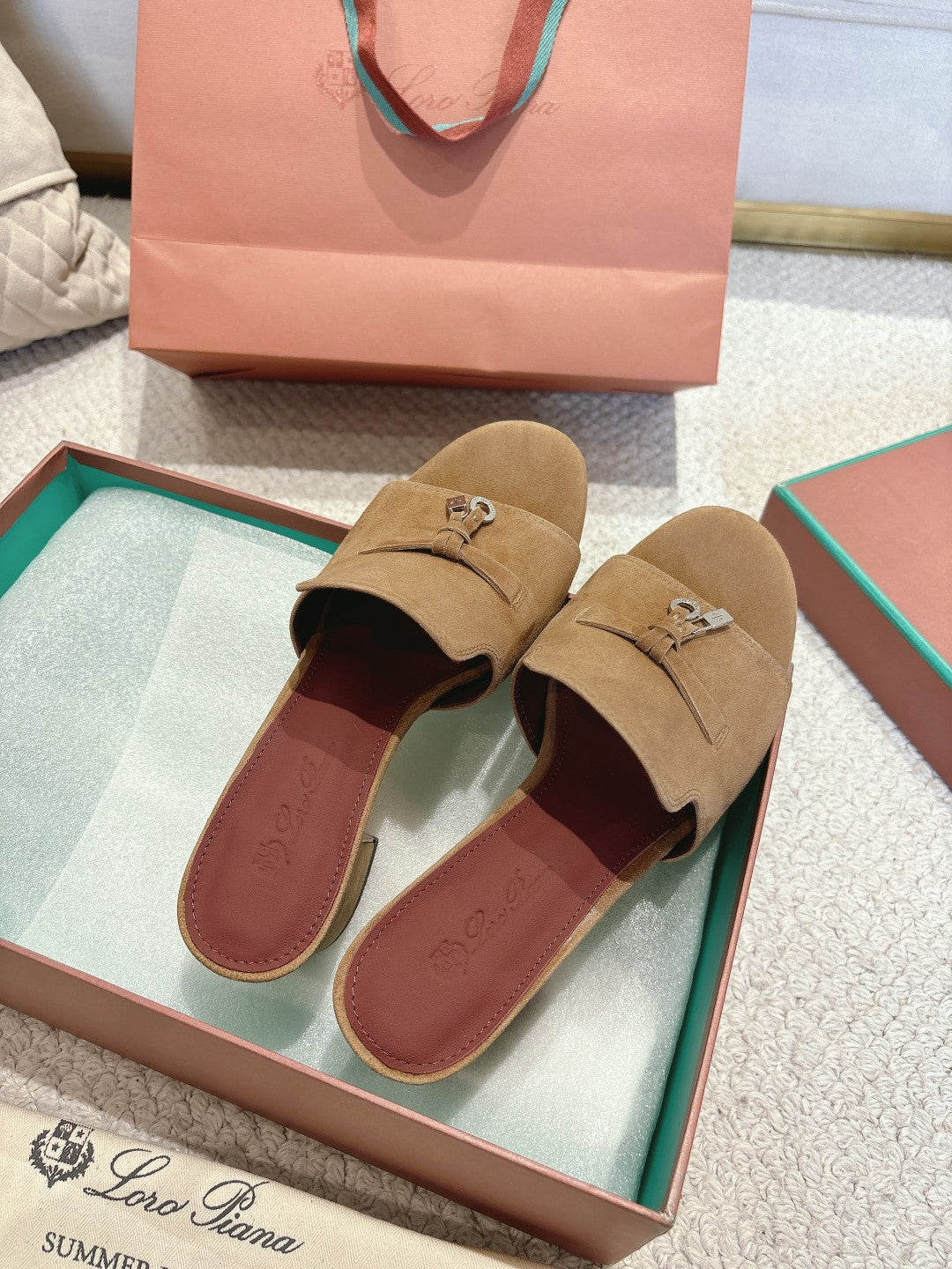 LP 25C Summer Charms Mules 55MM Marigold Brown Suede 215033