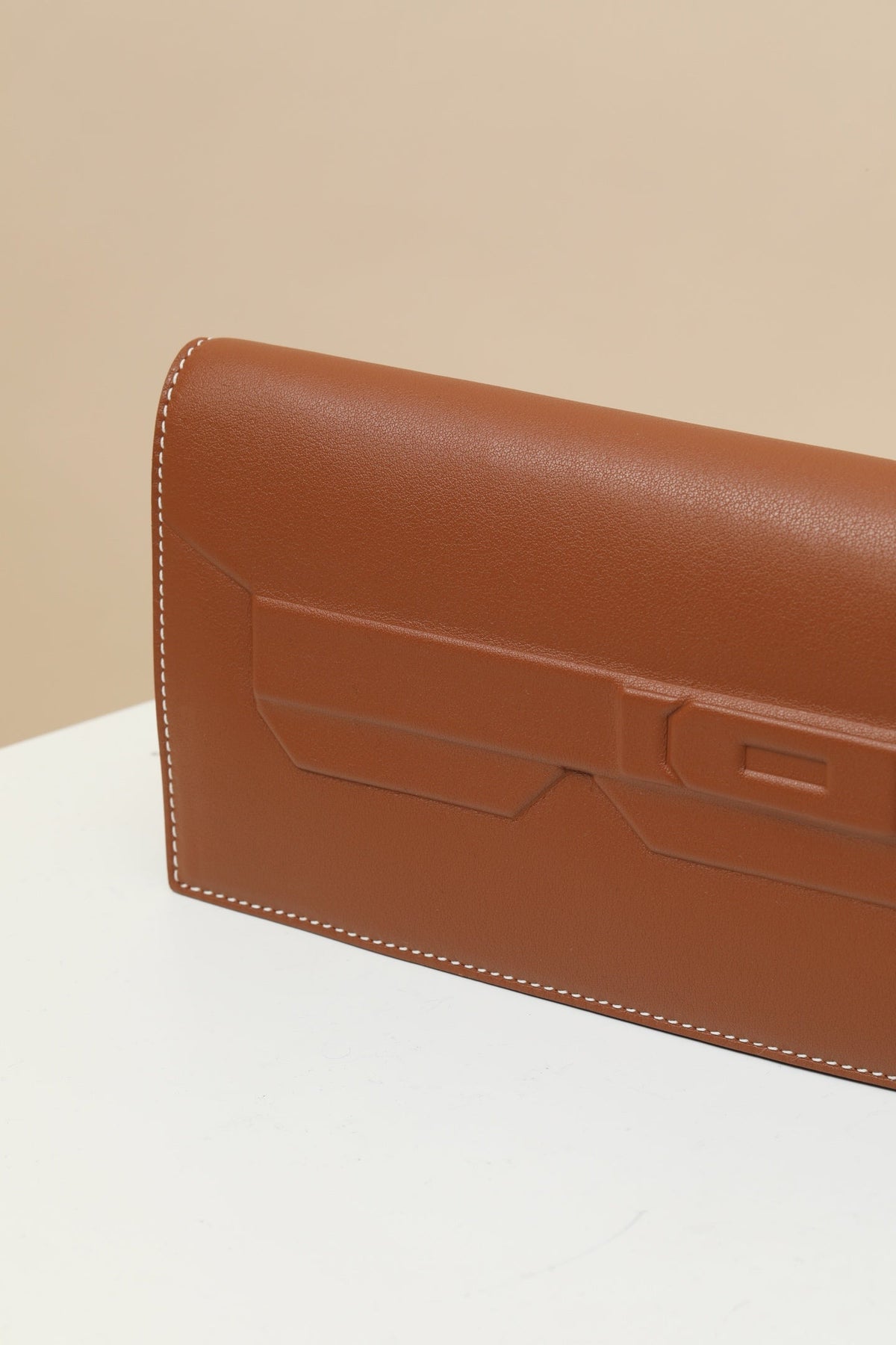 High-end Hermes 2026 Shadow Birkin Cut Clutch 29cm Golden Brown Swift Leather