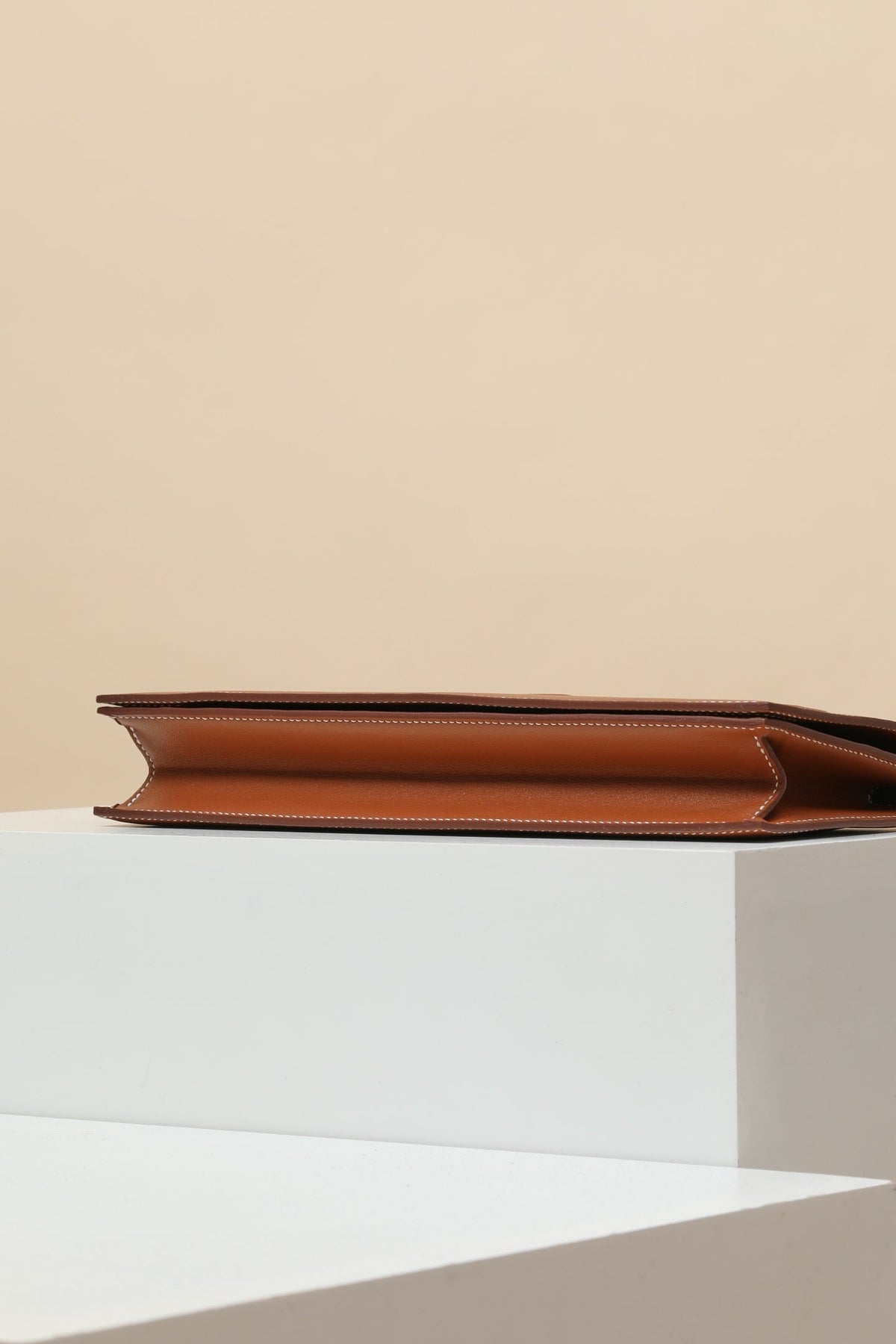 High-end Hermes 2026 Shadow Birkin Cut Clutch 29cm Golden Brown Swift Leather