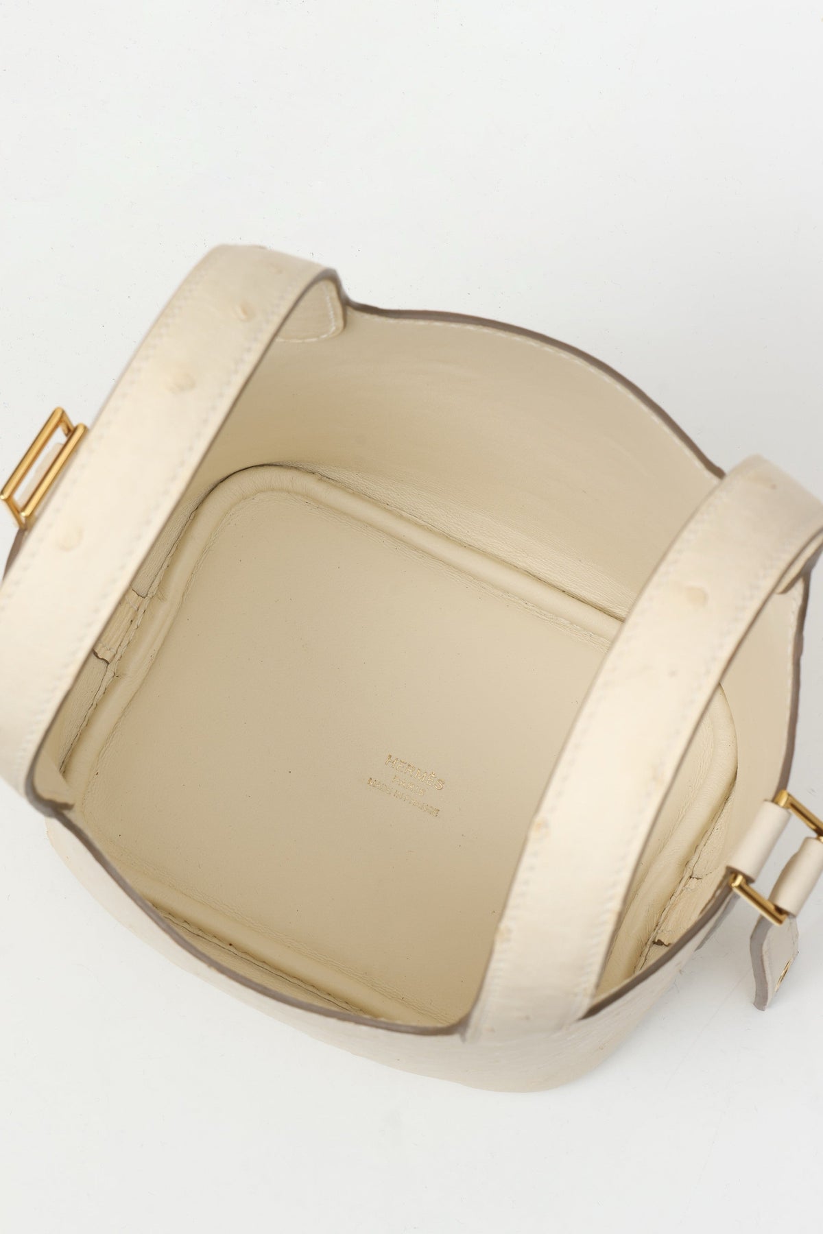 High-end Hermes 2026 Picotin Lock 14 Bag Cream White Ostrich Leather