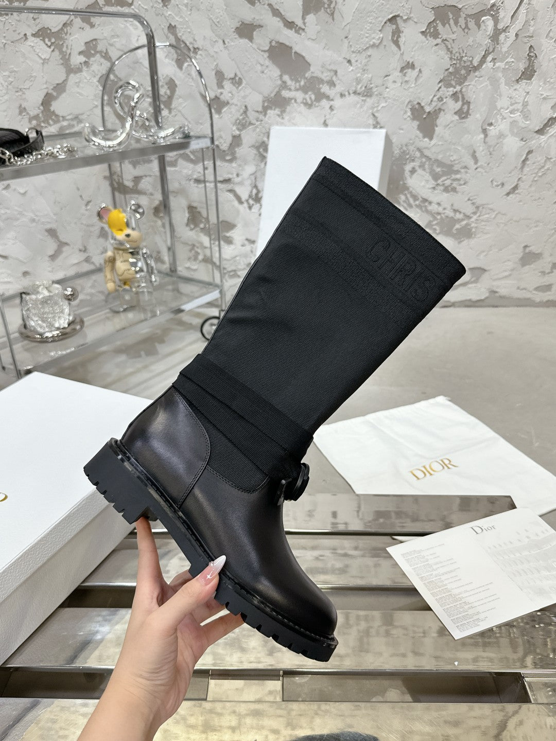 D-Major Boot In Black Denim Fabric 100568