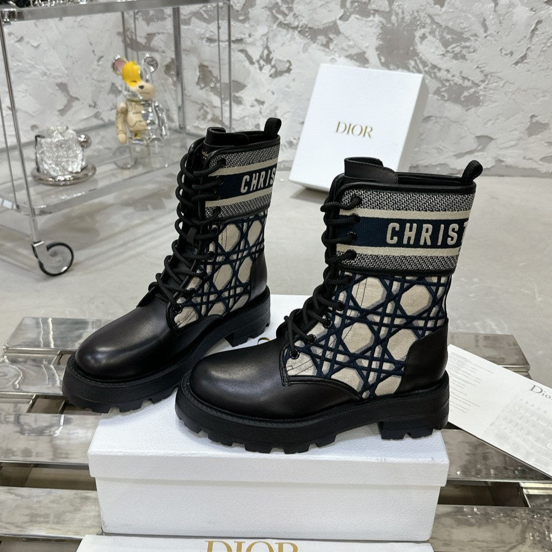 D-Major Ankle Boot In Black Mix Charcoal Blue Tweed 100590