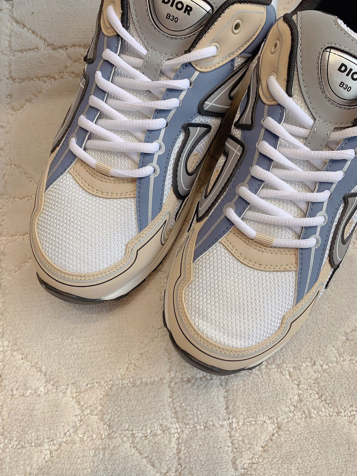 CD B30 Sneaker Blue Grey Mix White Beige Polyester Mesh Fabric And Calfskin