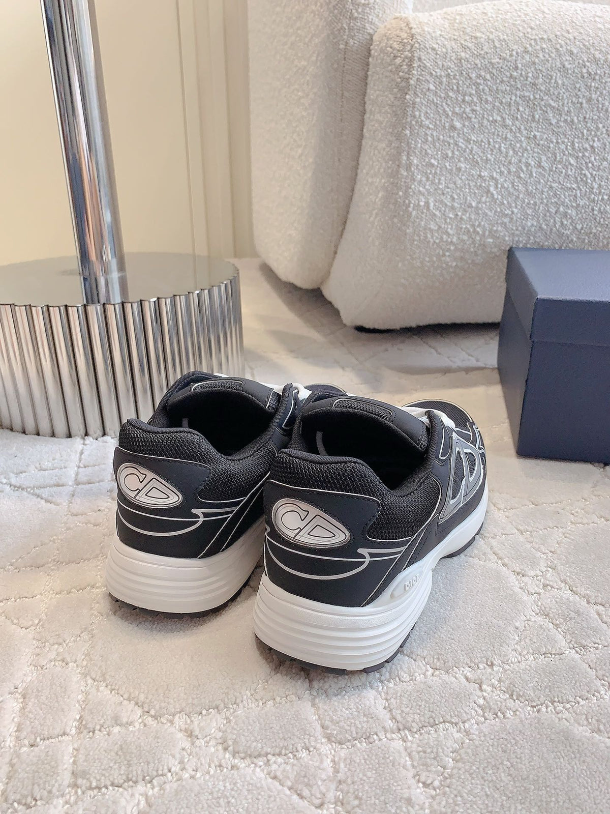 CD B30 Sneaker Grey Black Polyester Mesh Fabric And Calfskin