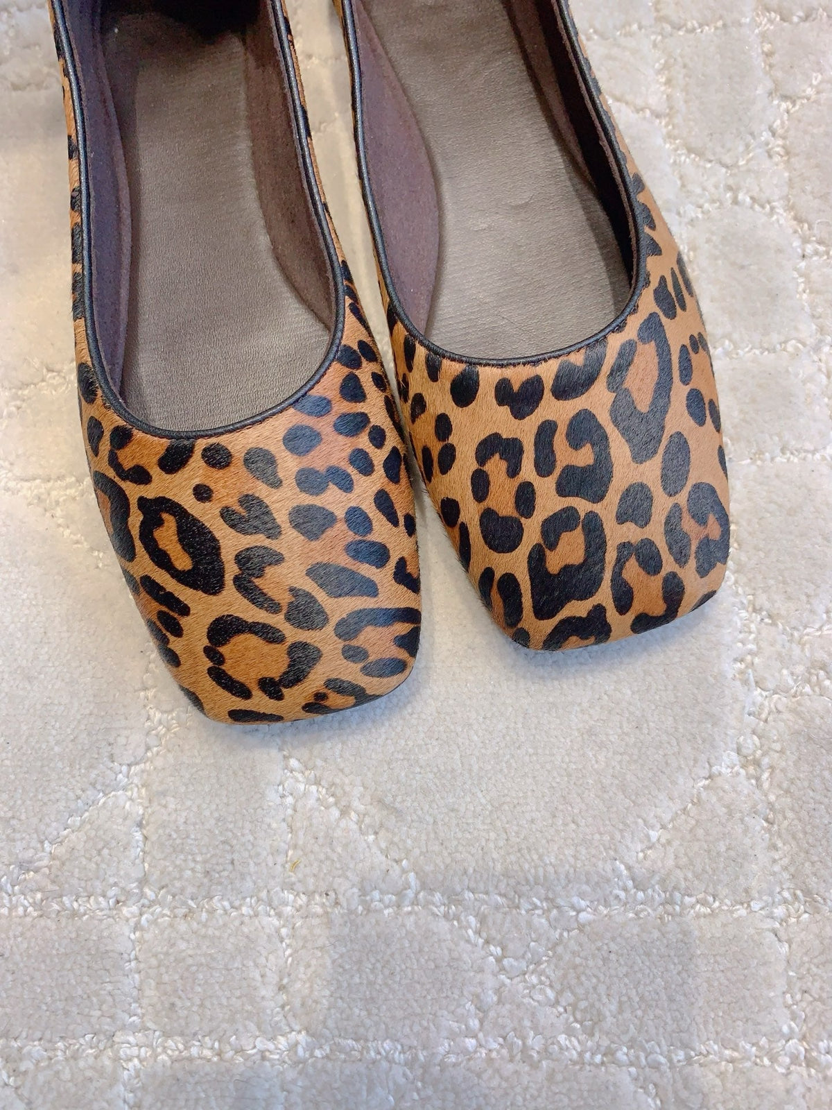 The Row 2025 Square-toe Ballet Flat Leopard Sheepskin 557427