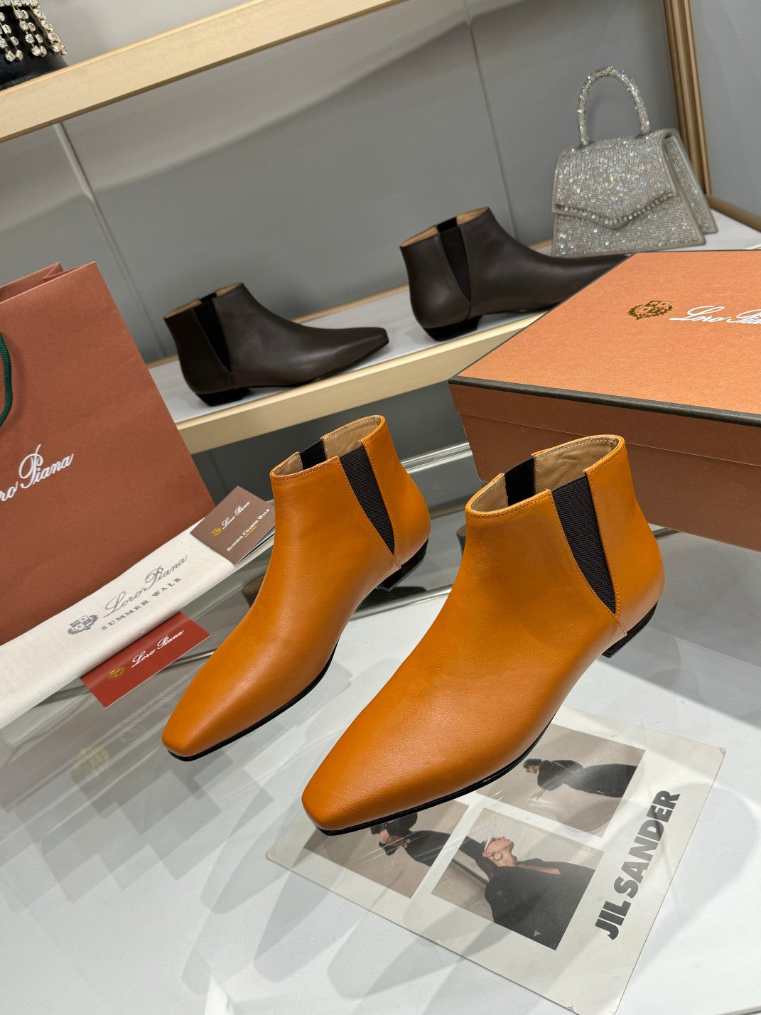 LP Sumire Ankle Boot In Brown Orange Nappa Calfskin 980106