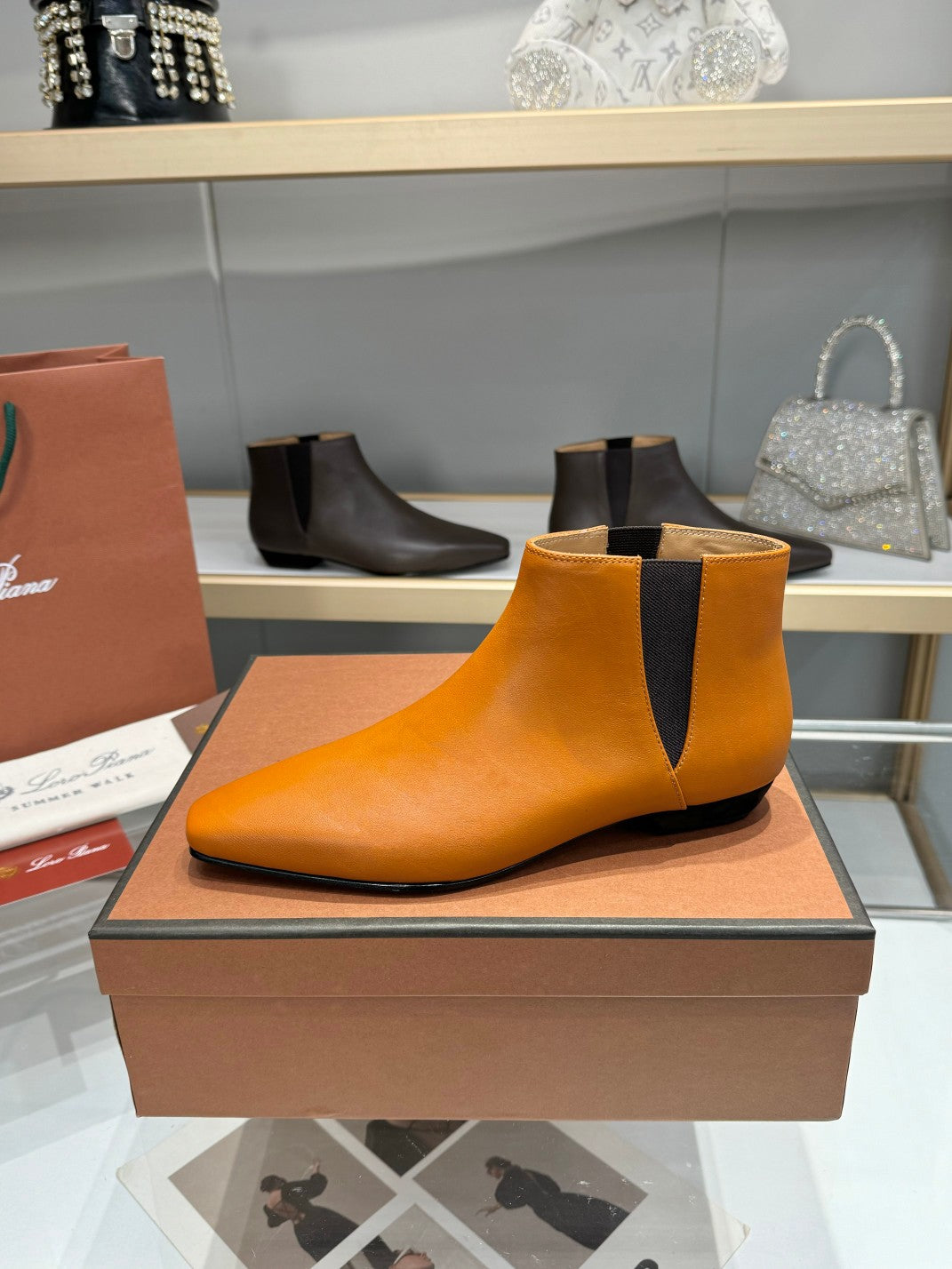 LP Sumire Ankle Boot In Brown Orange Nappa Calfskin 980106