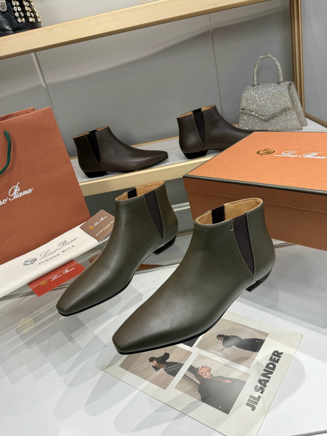 LP Sumire Ankle Boot In Dark Green Grey Nappa Calfskin 980104