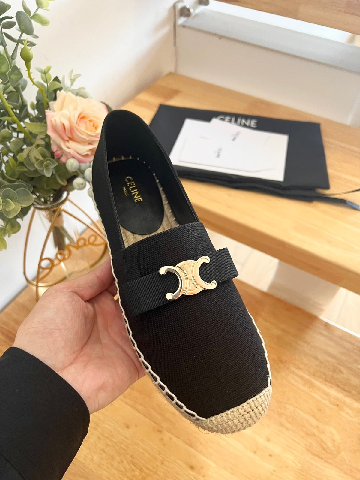 Celine 2026 Bow-Shaped Flat Loafers Canvas 807211
