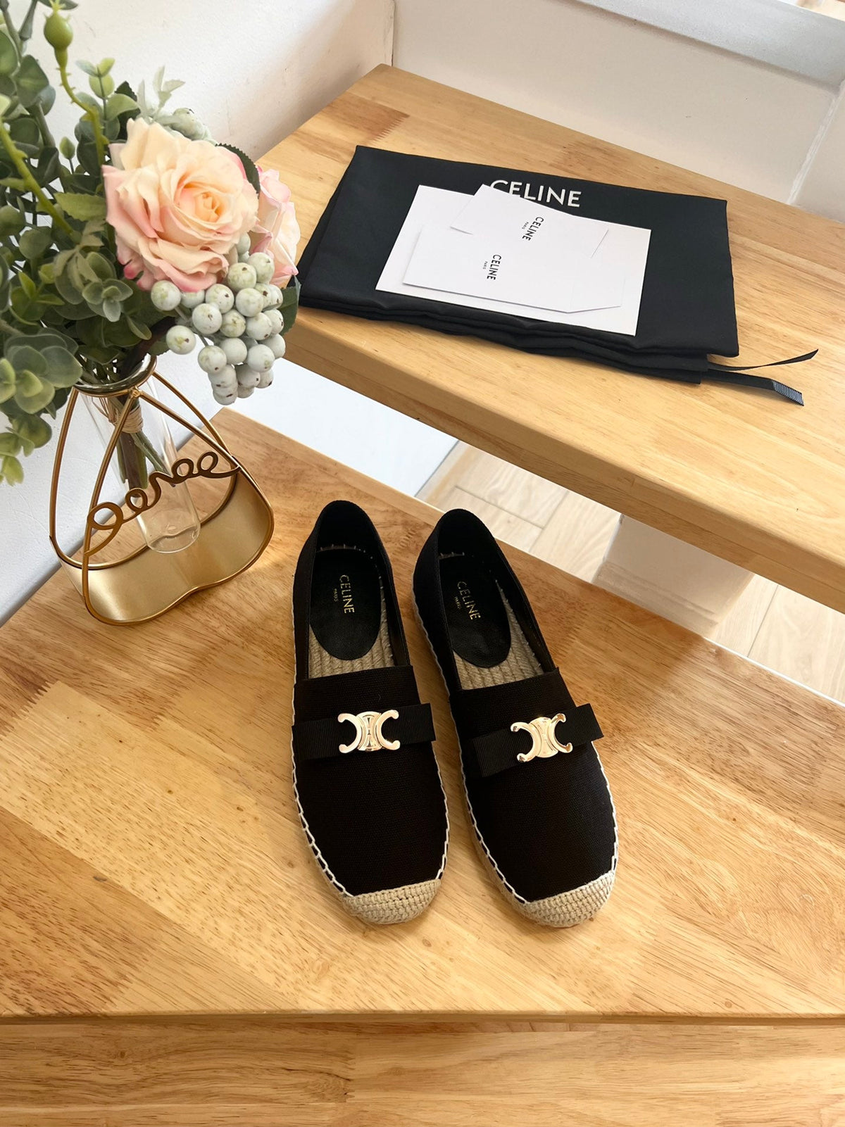 Celine 2026 Bow-Shaped Flat Loafers Canvas 807211