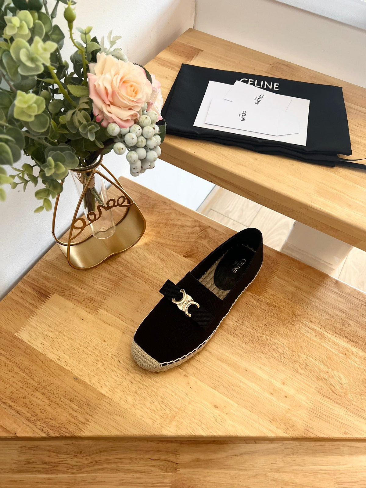 Celine 2026 Bow-Shaped Flat Loafers Canvas 807211