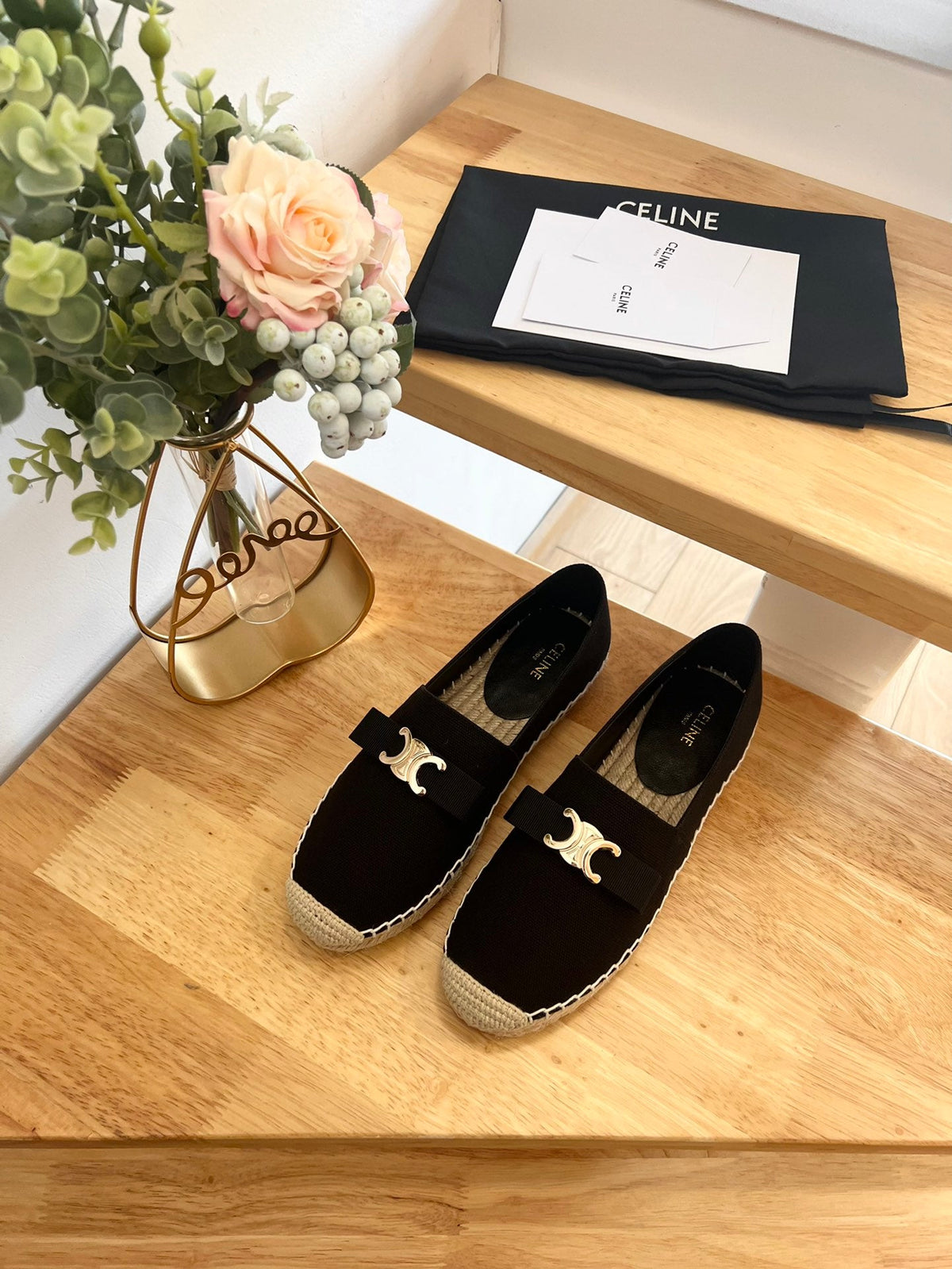 Celine 2026 Bow-Shaped Flat Loafers Canvas 807211