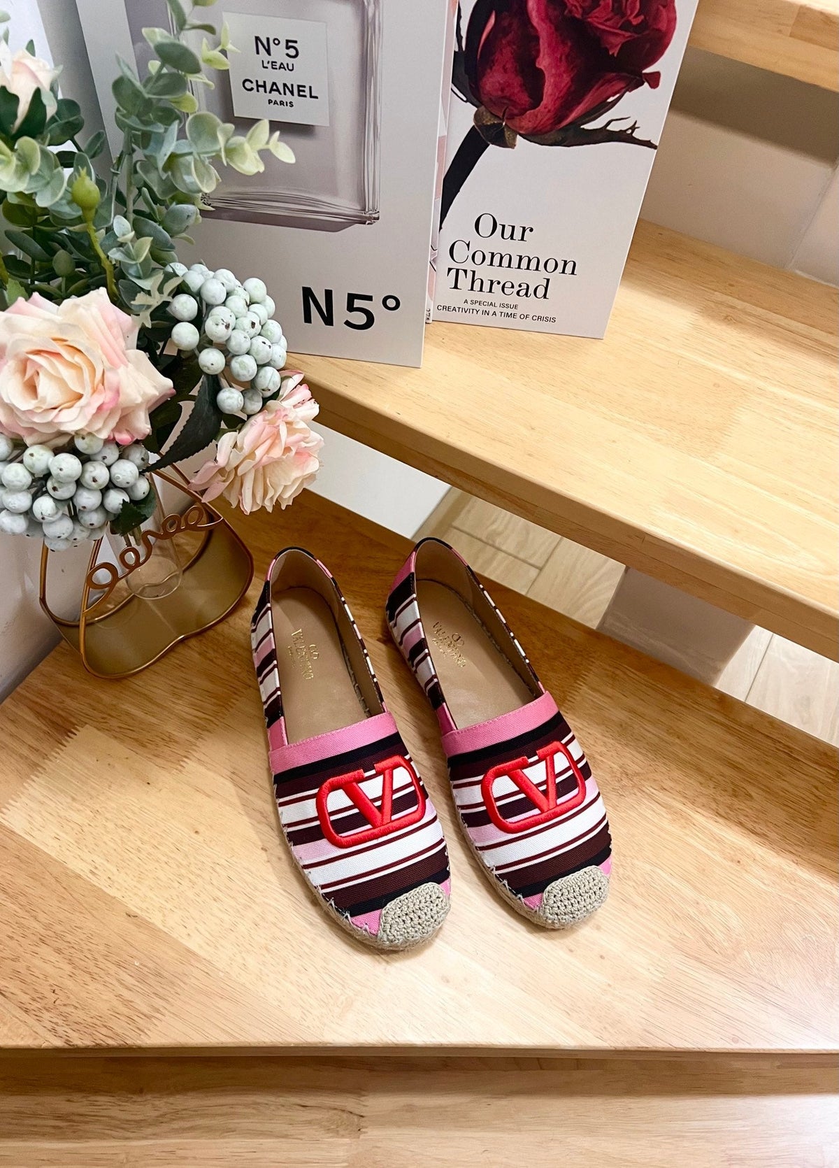 Valentino Vlogo Flat Espadrilles Multicolor Canvas 240577