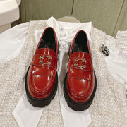 Celine 2026 Platform Tassel Loafers Red Patent Leather 654881
