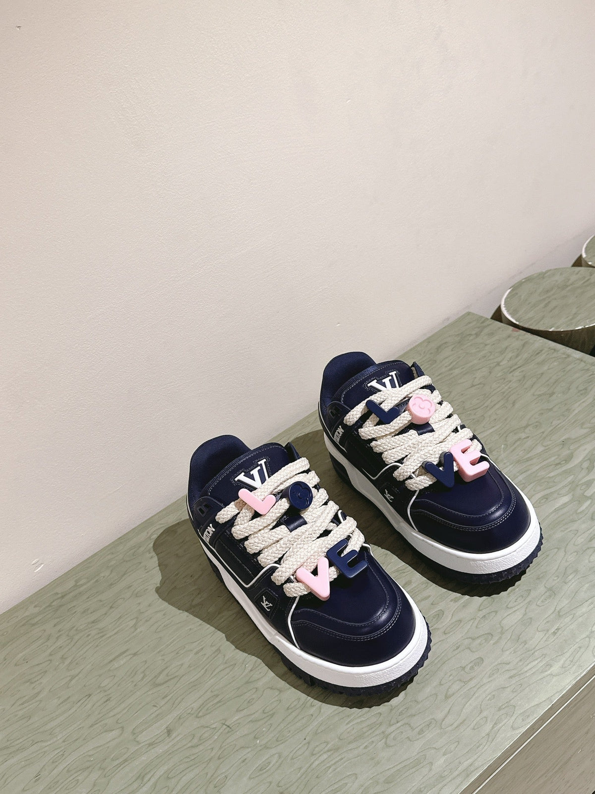 LV Trainer Maxi Sneaker Blue Charcoal Lambskin