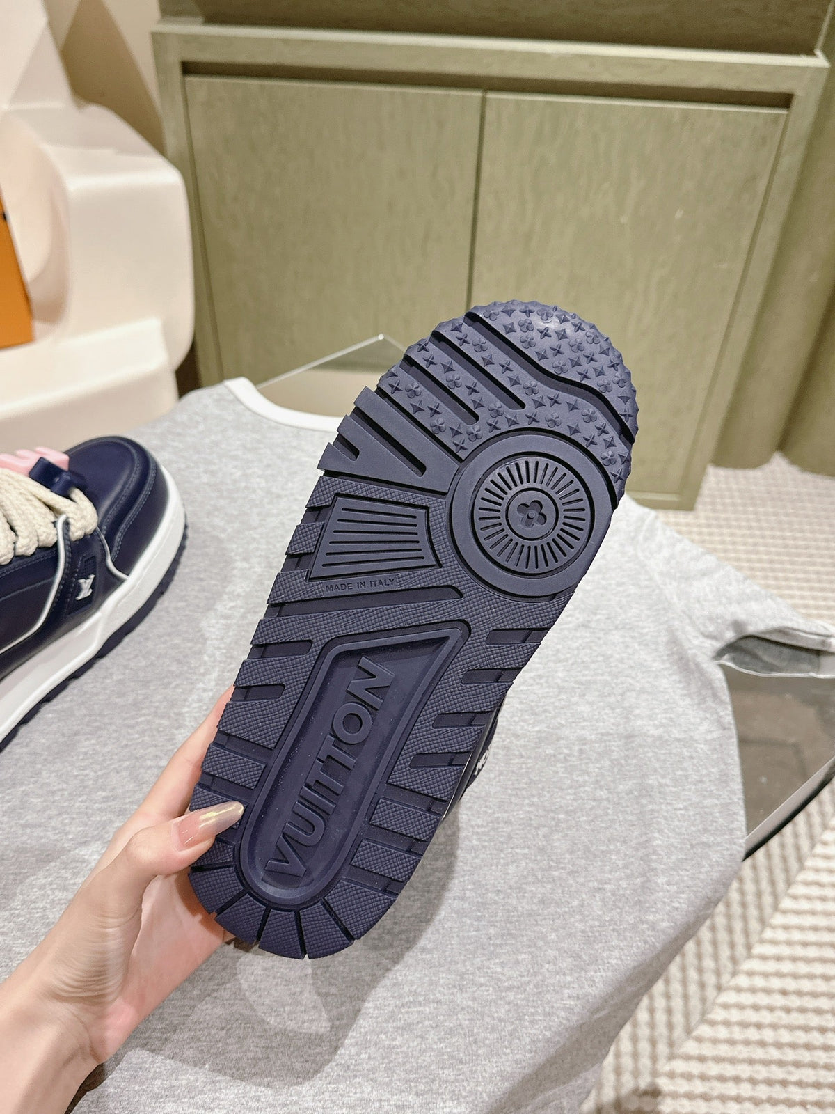 LV Trainer Maxi Sneaker Blue Charcoal Lambskin