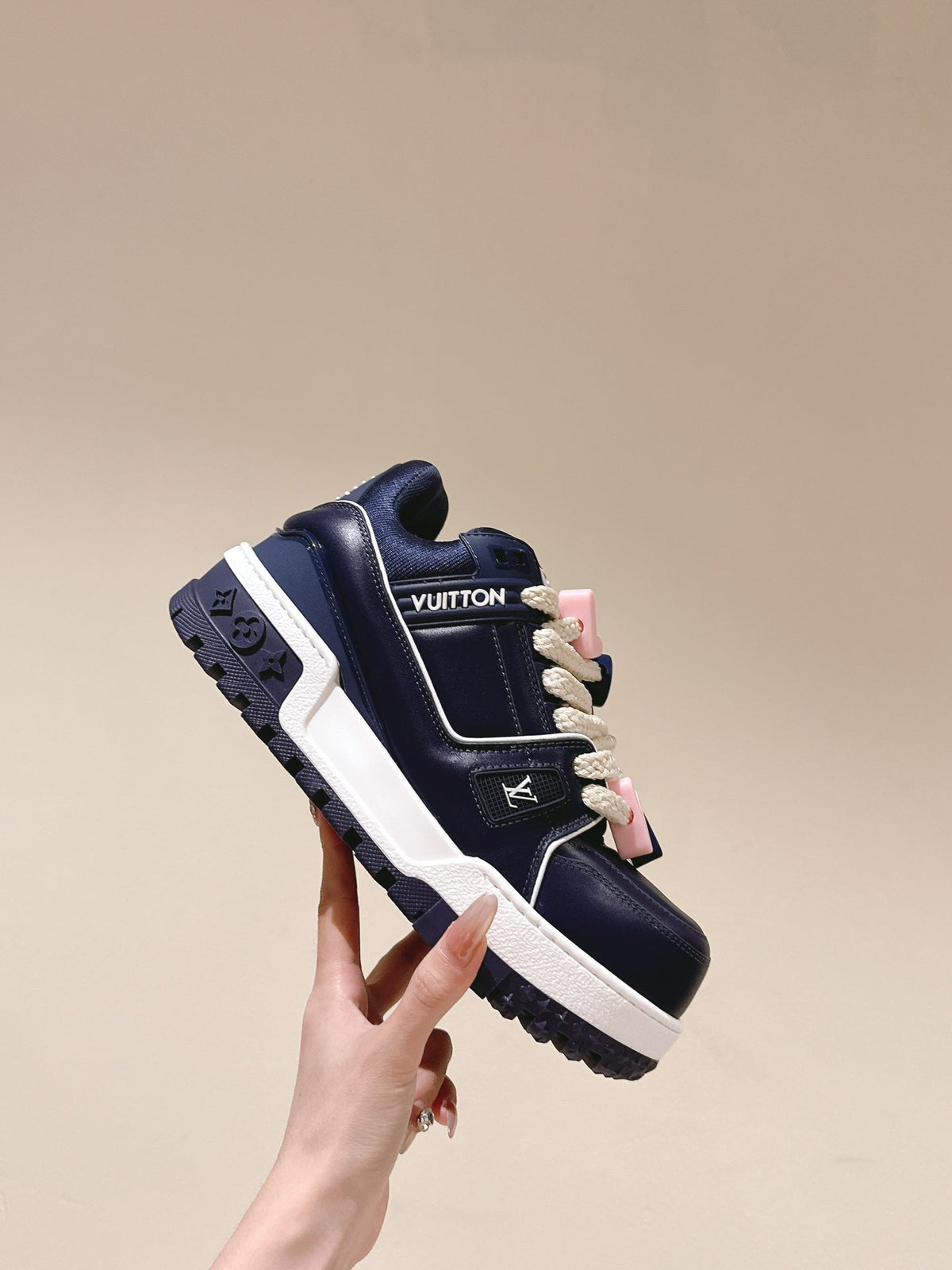 LV Trainer Maxi Sneaker Blue Charcoal Lambskin