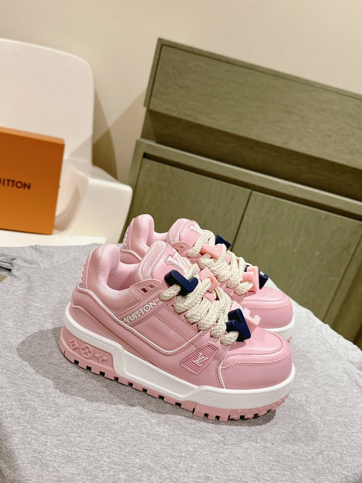 LV Trainer Maxi Sneaker Pink Pastel Lambskin