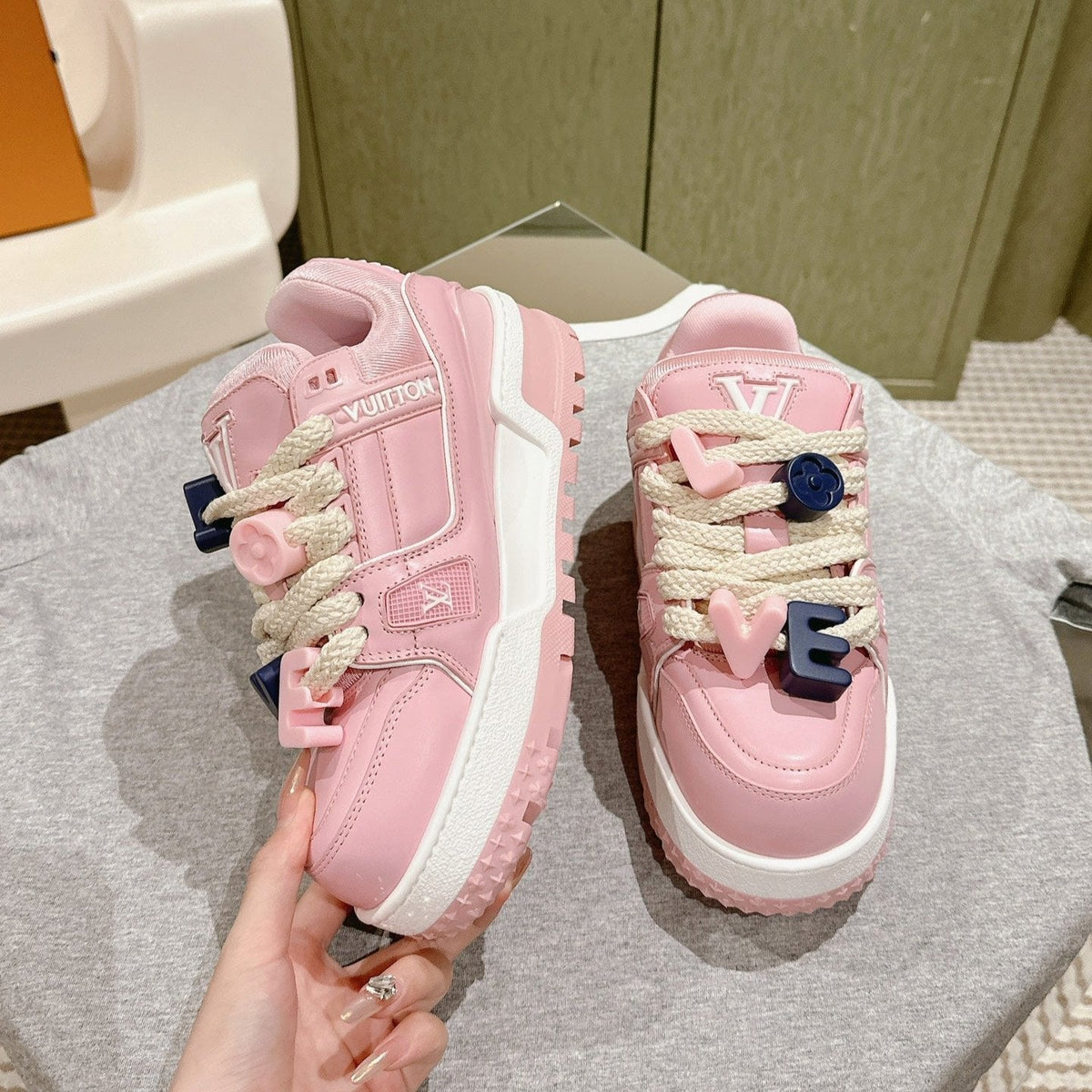 LV Trainer Maxi Sneaker Pink Pastel Lambskin