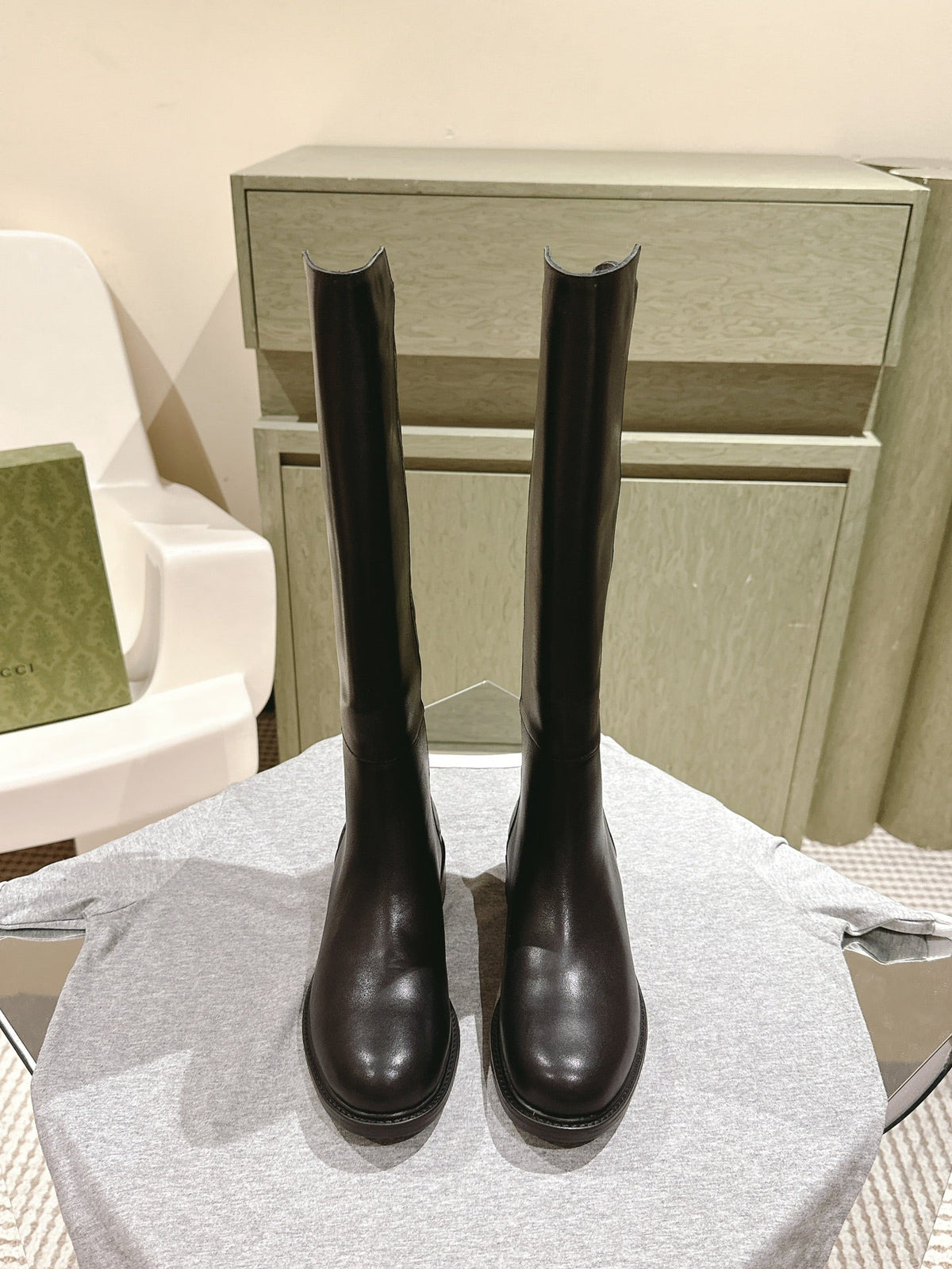 Gucci Riding Long Boot Black Sheepskin 484877