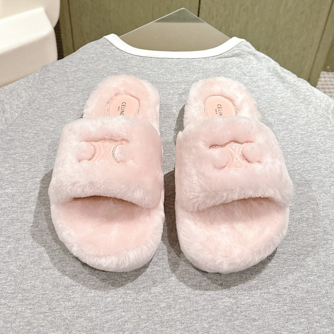 Celine 2026 Thick-Soled Sandals Furry 654868