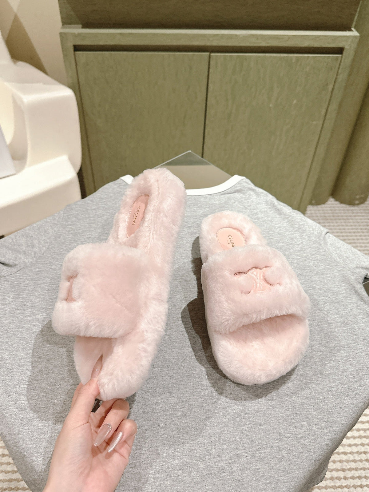 Celine 2026 Thick-Soled Sandals Furry 654868