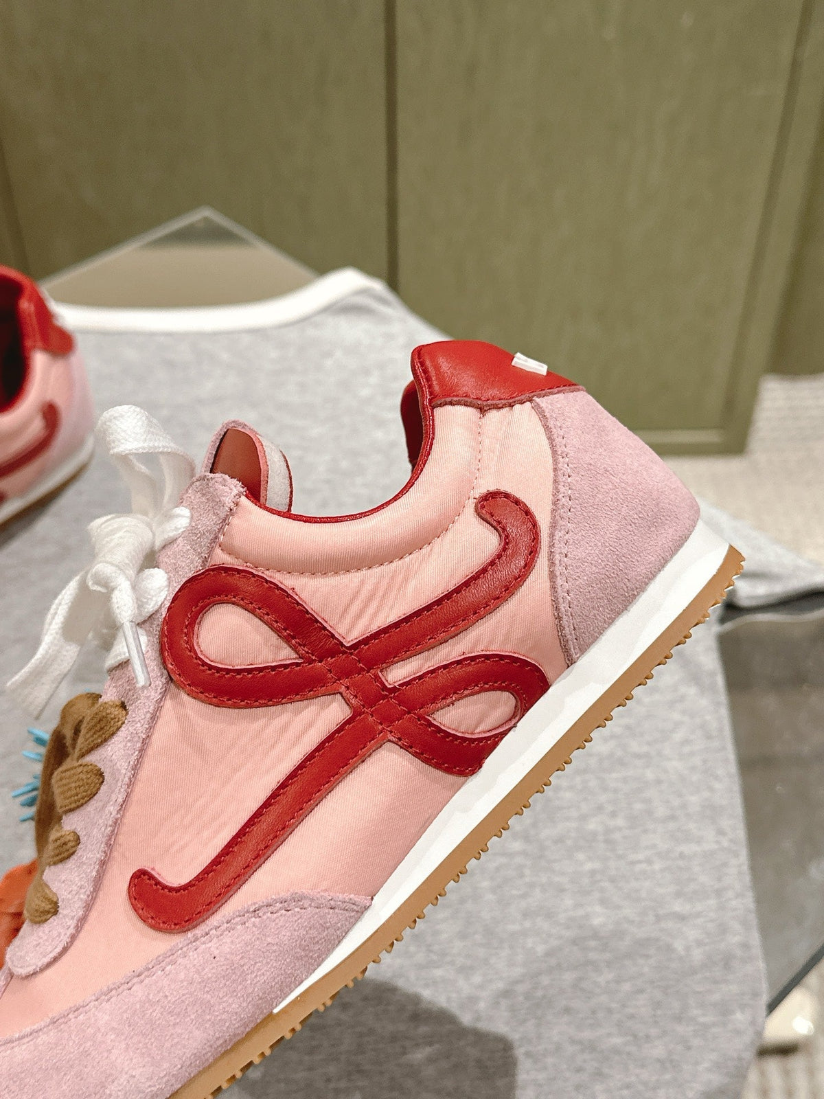 Loewe 2025 Ballet Runner 2.0 Sneaker Pink Suede Nylon Leather 556044