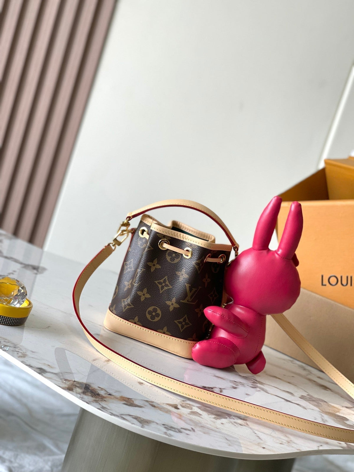 nano noe 13cm rabbit brown monogram canvas