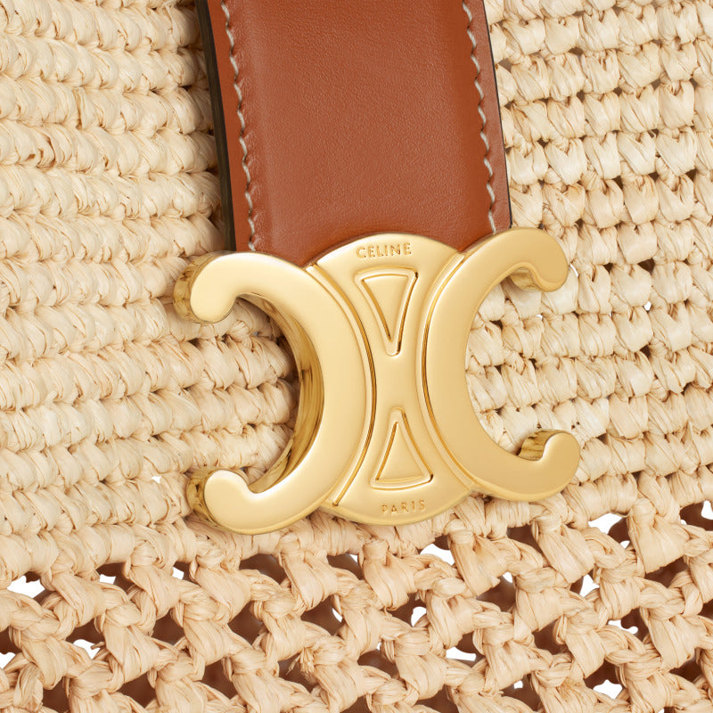 Medium Louise Bucket 24cm Brown Calfskin Beige Raffia