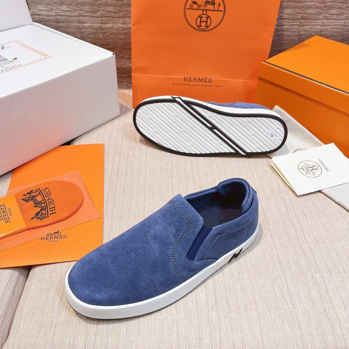 HM Men's 25 Lucky Slip-on Blue Suede 713101