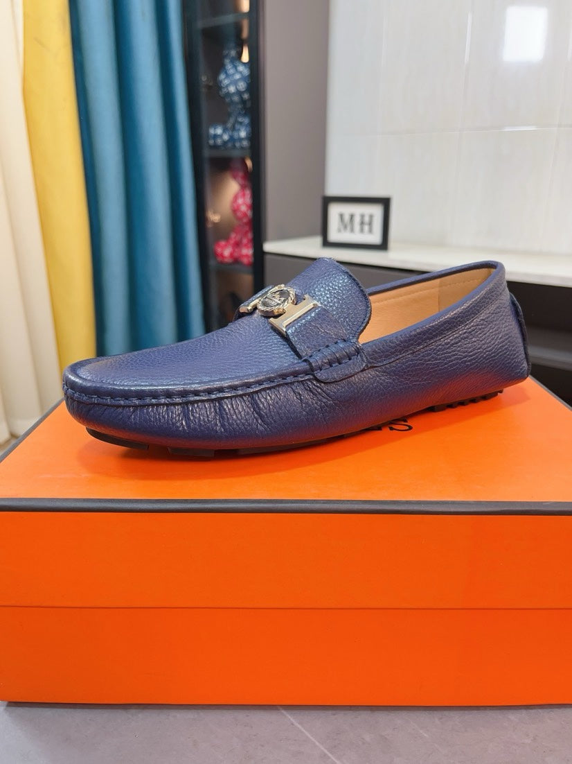 HM Men's Loafer Navy Blue Cowhide 521945