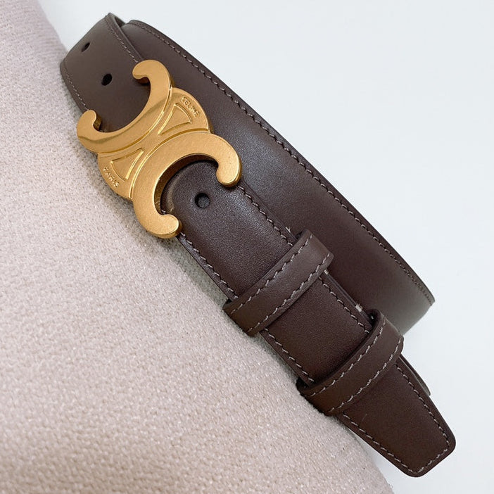 CEL 25mm Triomphe Belt Brown Chocolate Taurillon Leather 176673