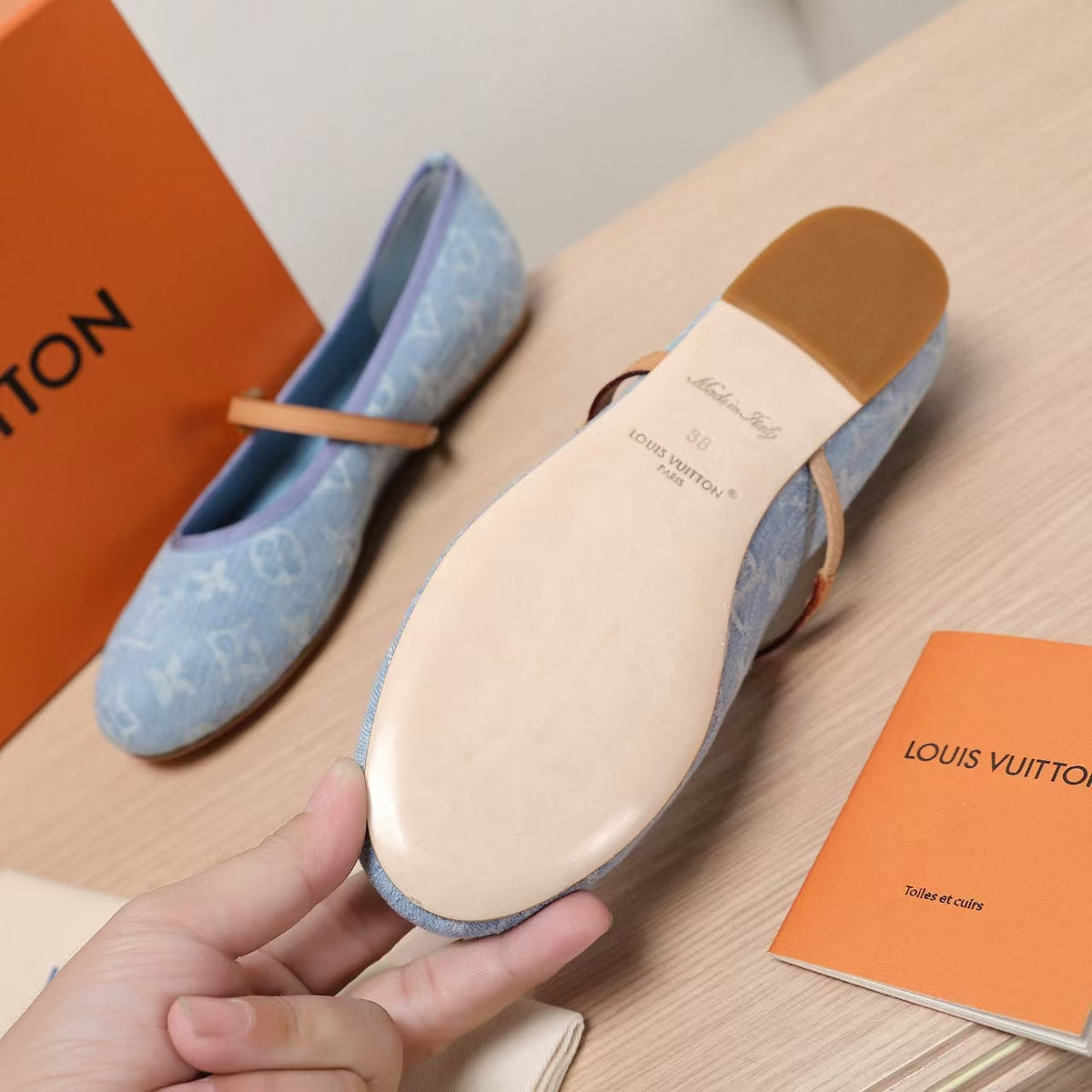 LV 25C Romy Flat Blue Pastel Monogram Denim Fabric 218302