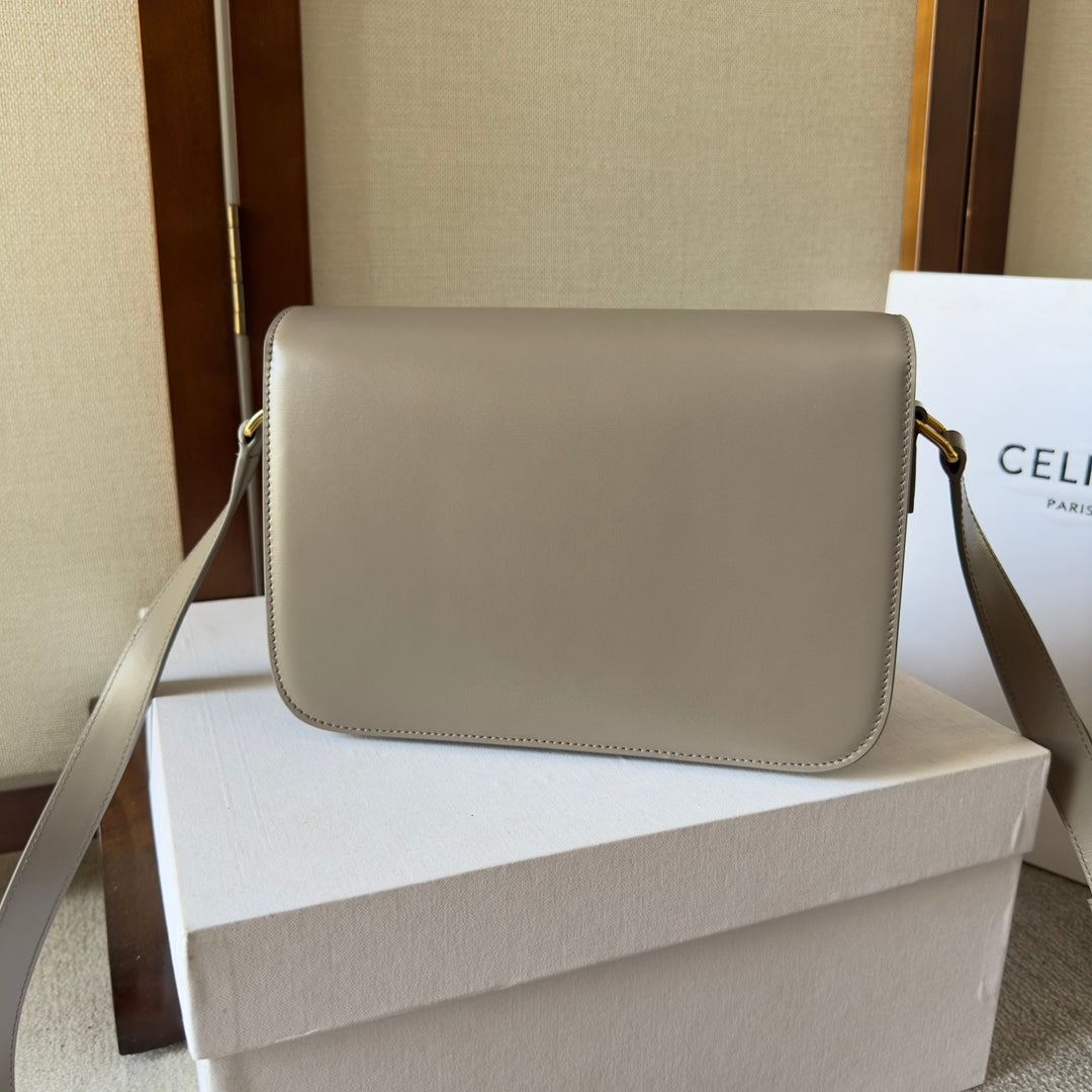 classique triomphe 22 grey calfskin gold hardware