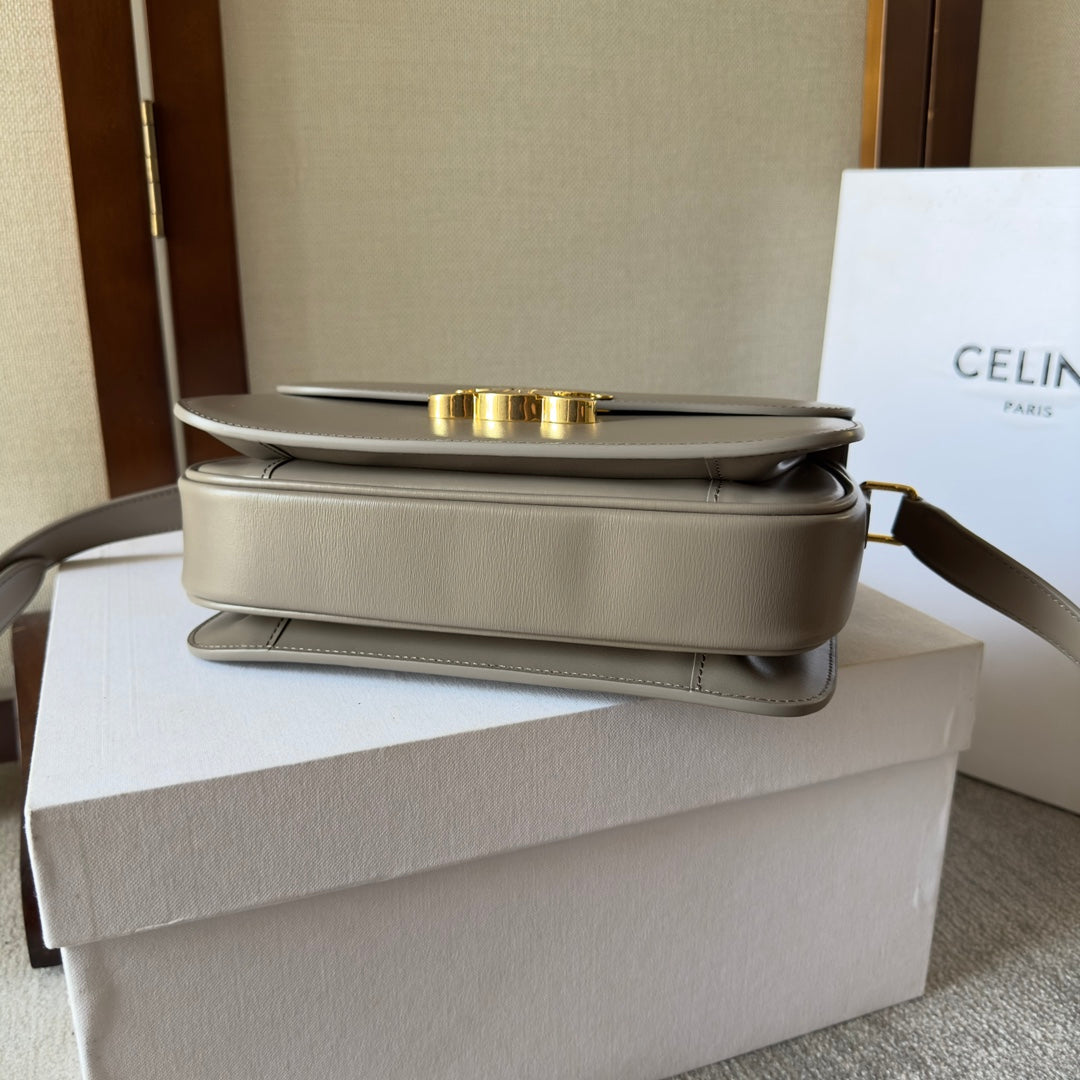 classique triomphe 22 grey calfskin gold hardware