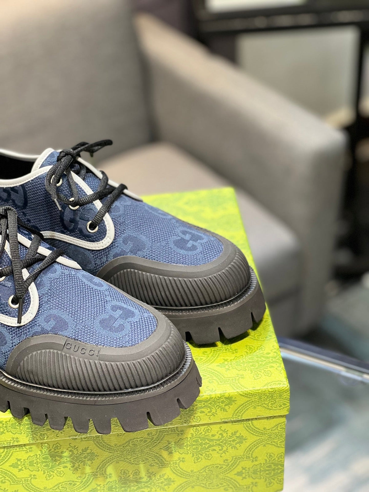 GG Men's 25 Maxi GG Sneaker Blue Black Canvas 720792