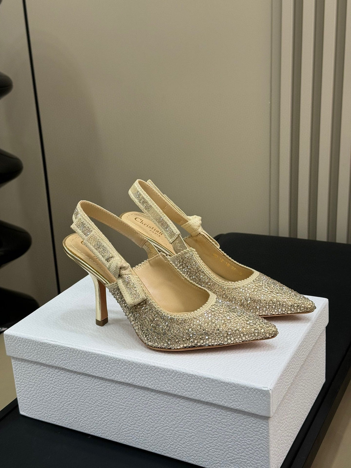 J'Adior Slingback Gold-tone Cotton Microbeads