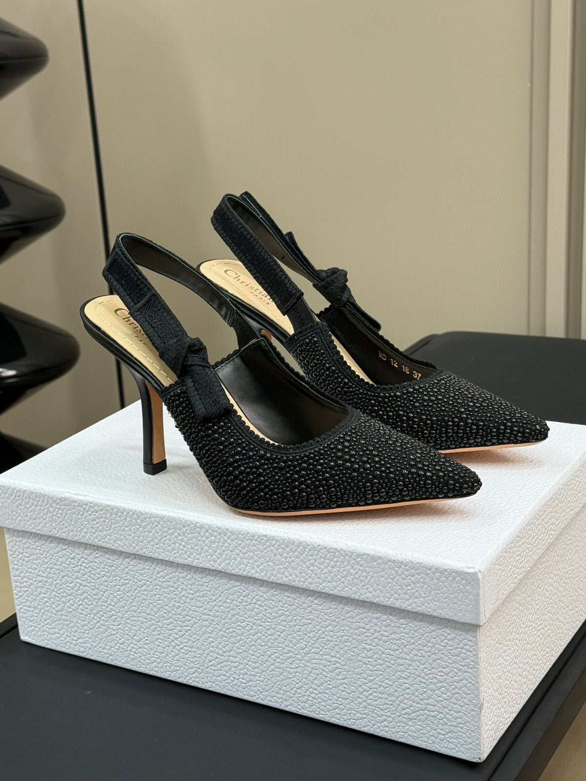 J'Adior Slingback Black Cotton Microbeads