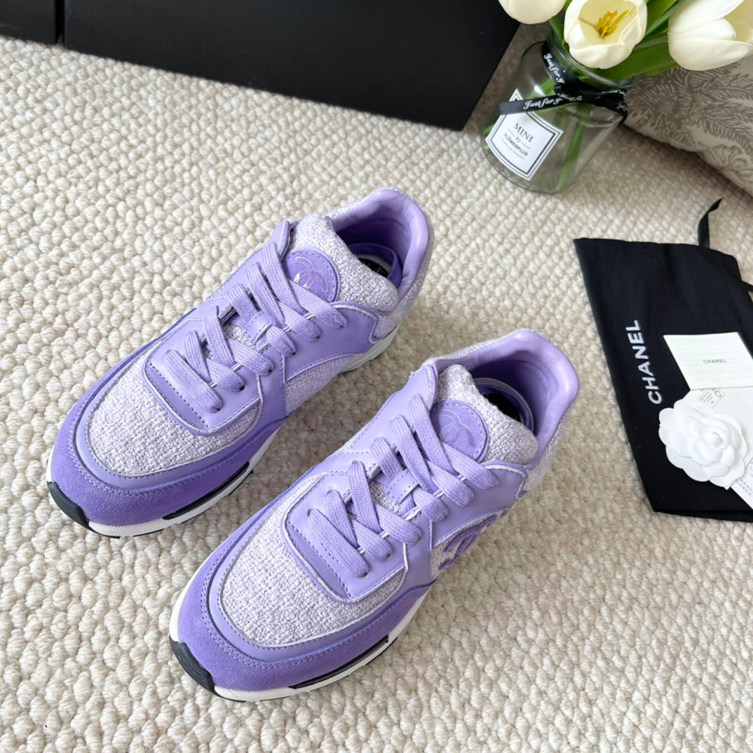 CC SNEAKER IN IRIS PURPLE WOOL TWEED AND SUEDE