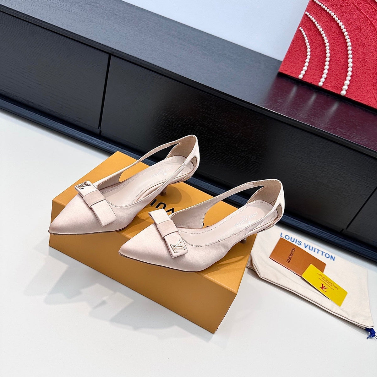 Louis Vuitton 2026 6AM Pumps 45mm Cut-Out Sides Silk Bow Leather 786930