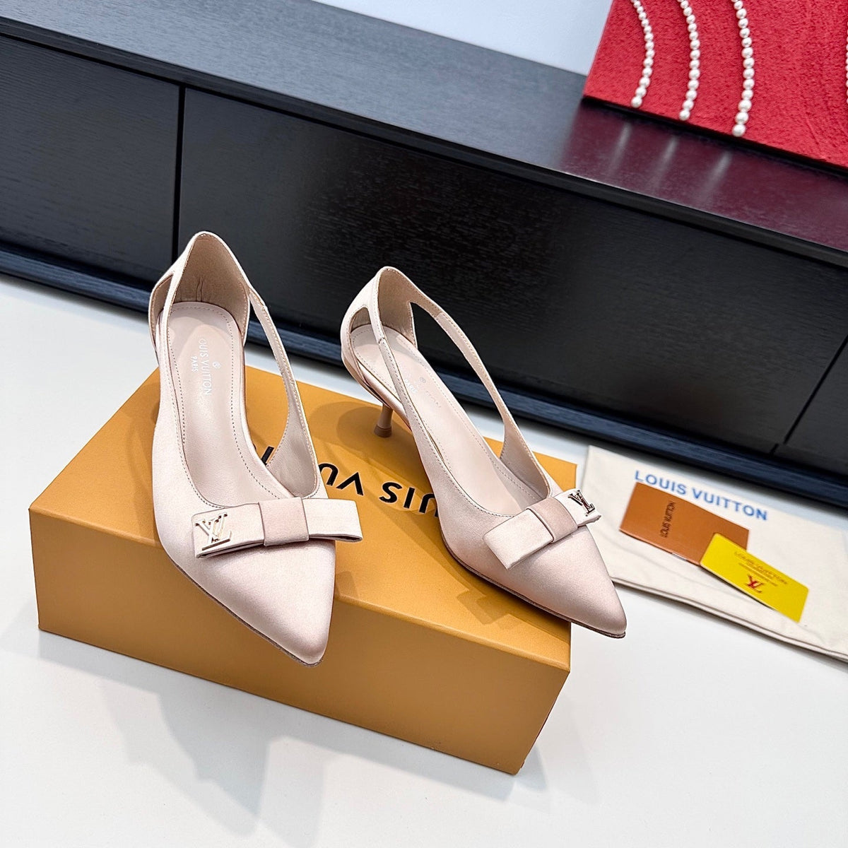 Louis Vuitton 2026 6AM Pumps 45mm Cut-Out Sides Silk Bow Leather 786930