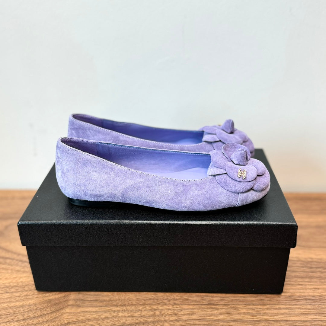 CC Ballet Flats Light Purple With Camellia Light Purple Suede