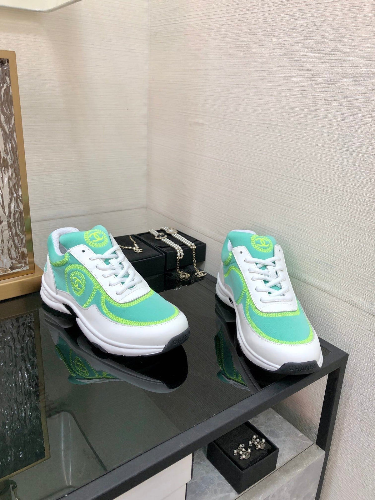 CC Sneaker Turquoise Mix White Fabric