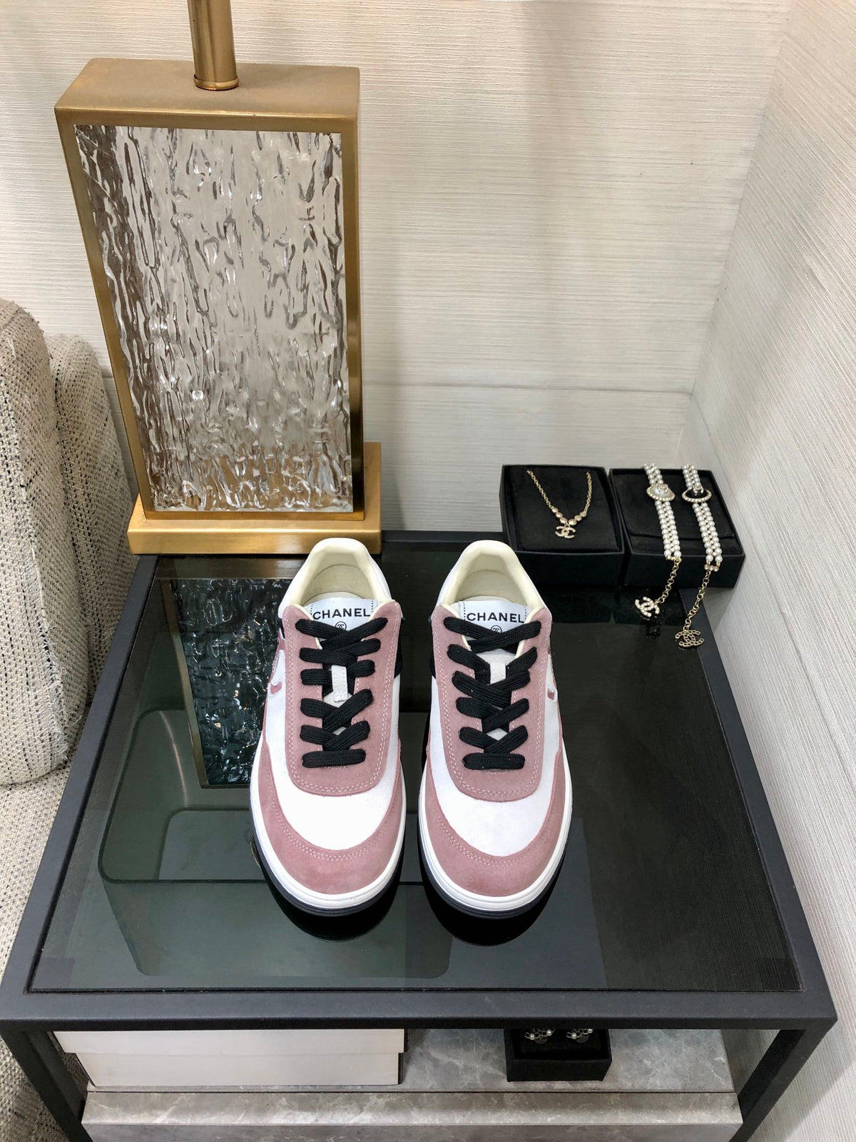 CC Sneaker In Black Mix Pink Suede