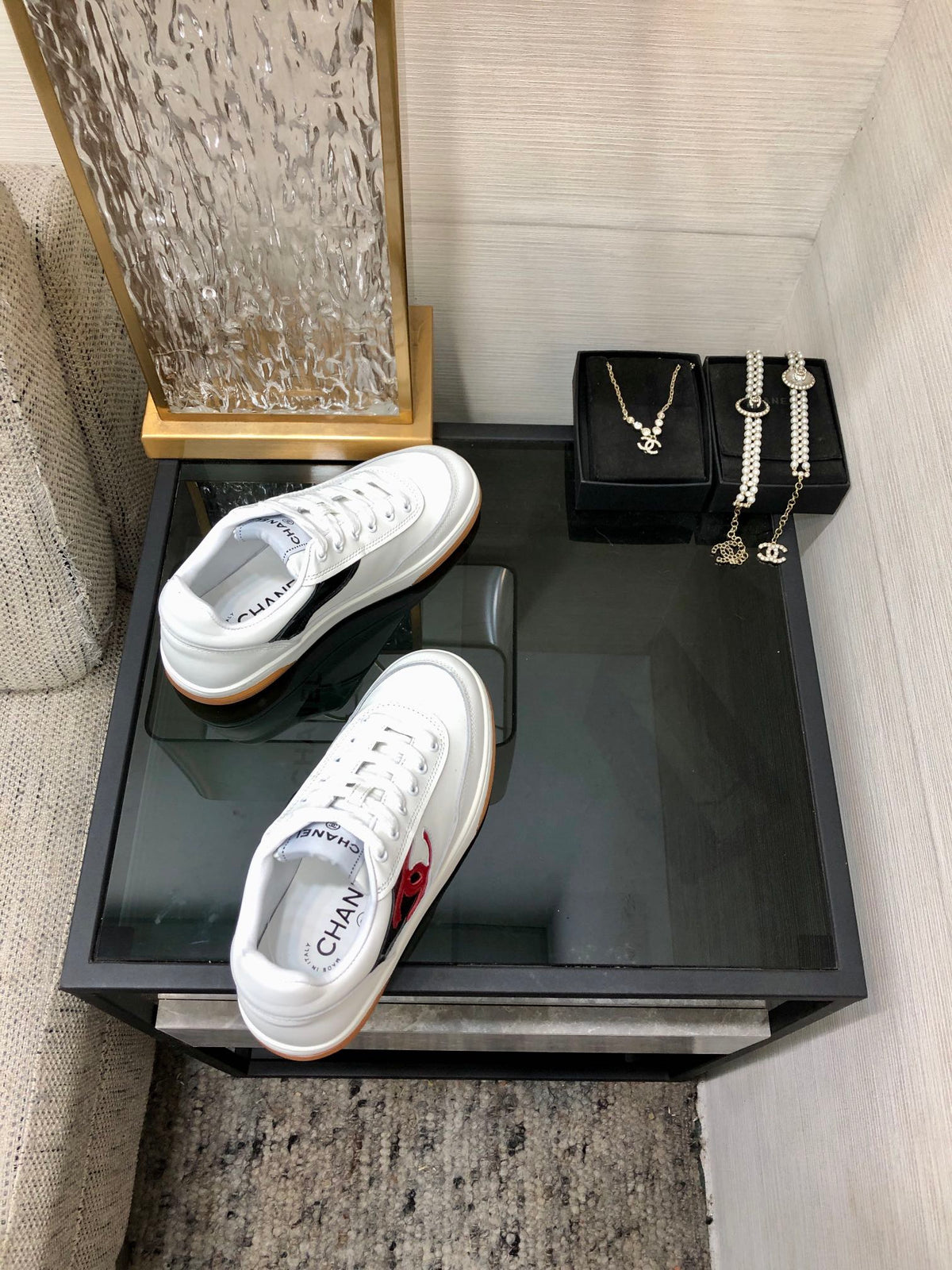 CC Sneaker Black Mix Red White Cowhide
