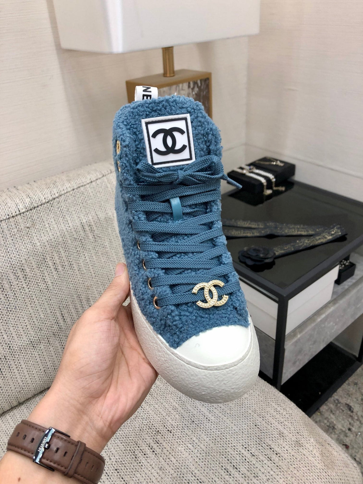 CC High Top Sneaker Cerulean Wool