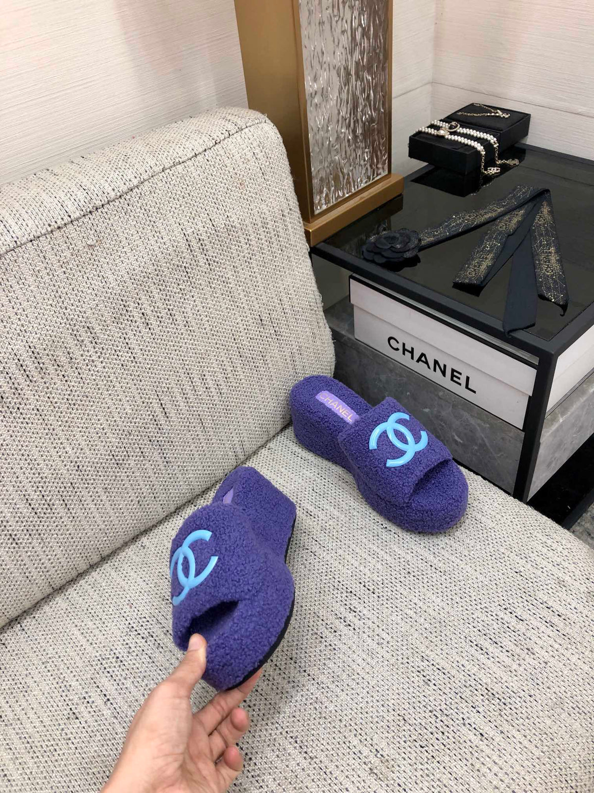 CC Wedge Sandal Purple Wool
