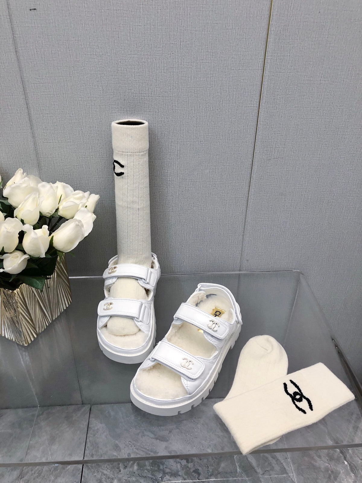 DAD SANDAL WHITE LAMBSKIN