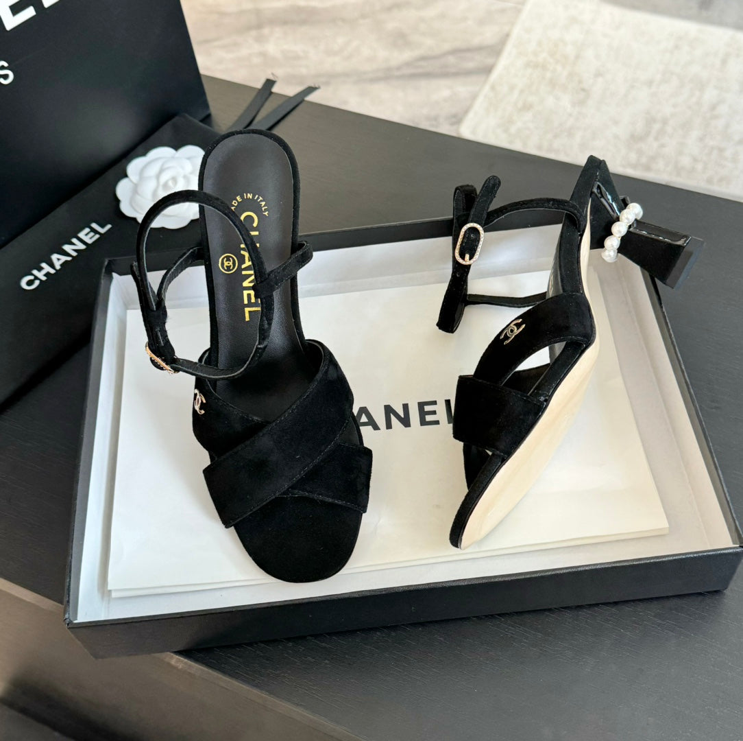High Sandals Lambskin Black