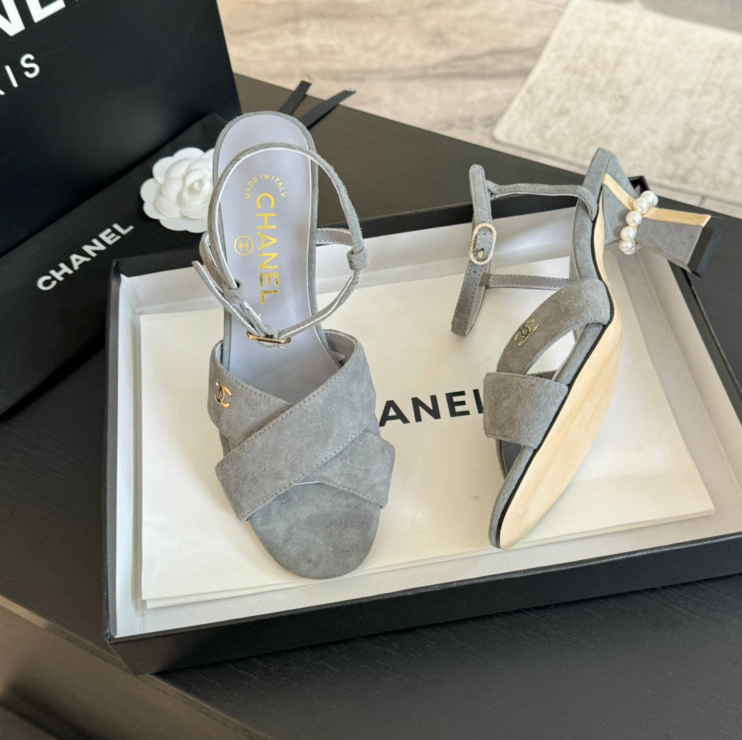 High Sandals Lambskin Gray